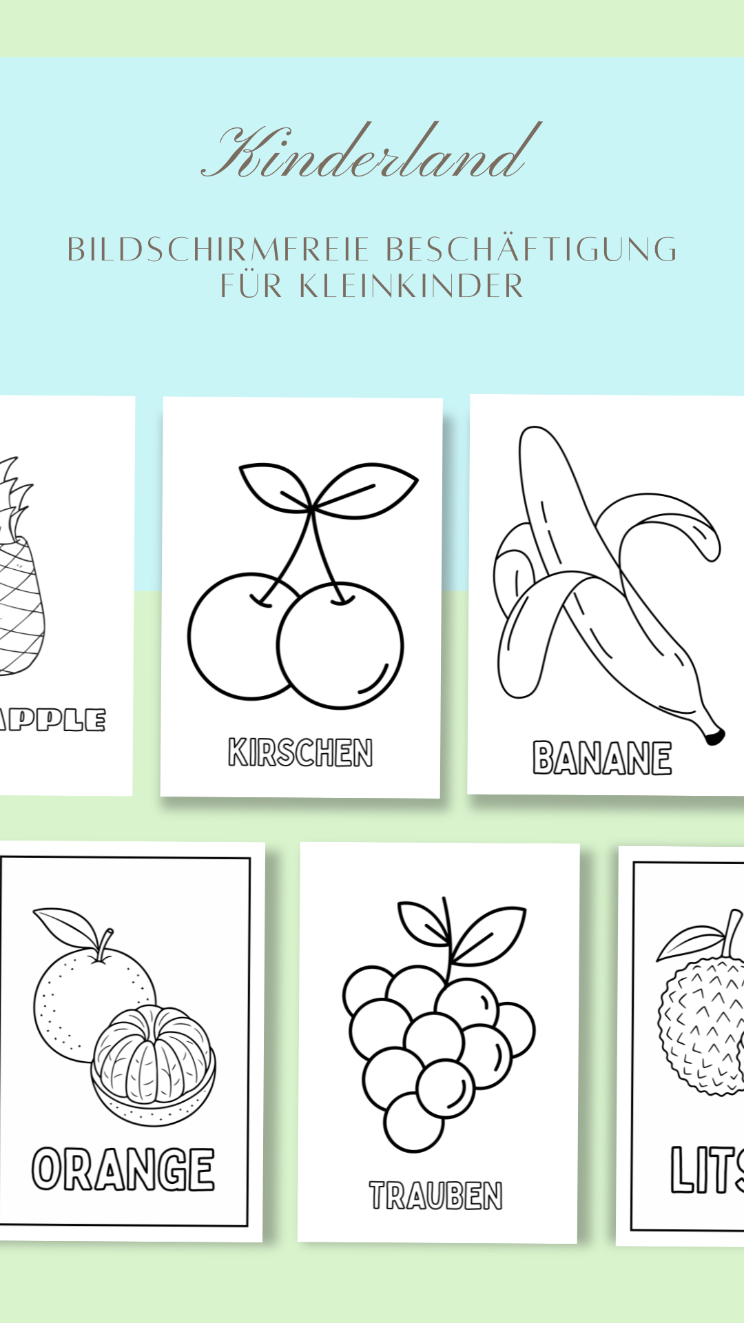 Süßes Obst-Malbuch für kleine Künstler – 22 Seiten PDF
