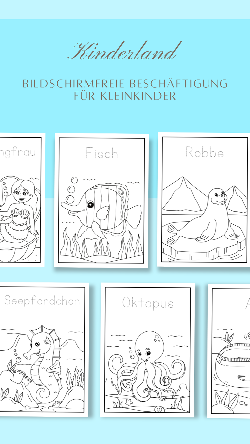 23 Seiten Unterwassermagie für Vorschulkinder – Sofort-Download