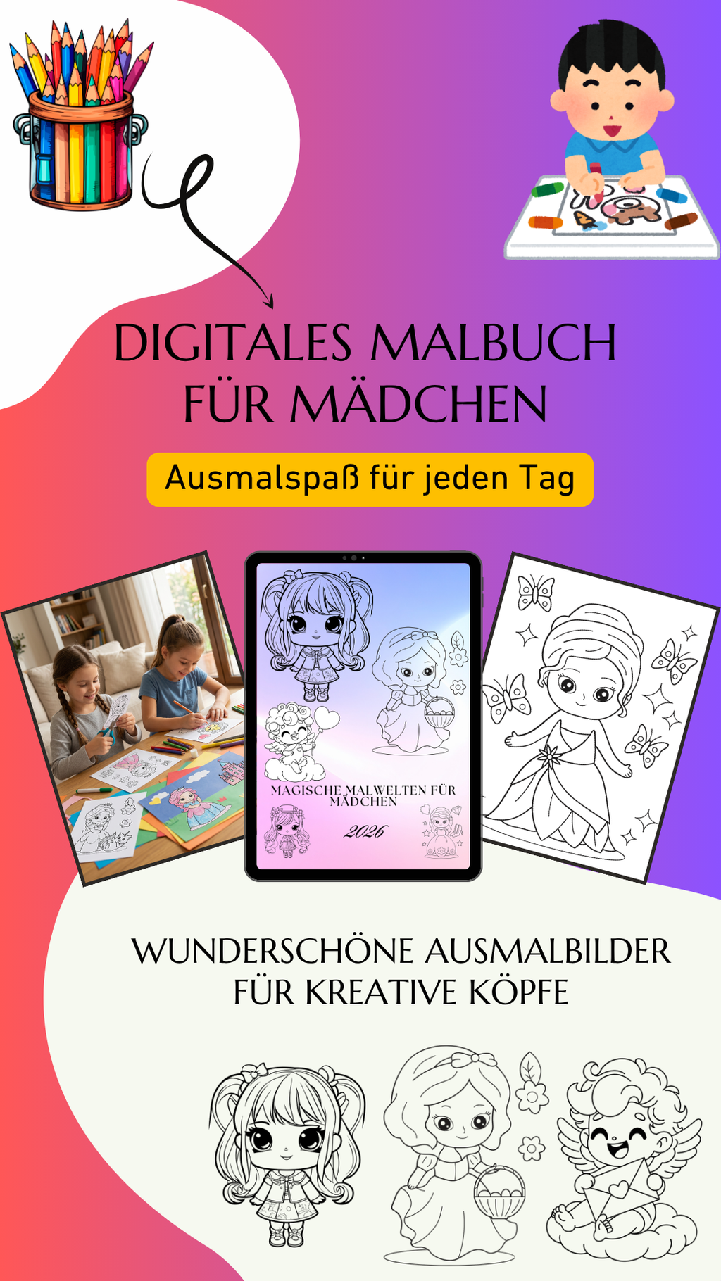Magische Malwelten für Mädchen