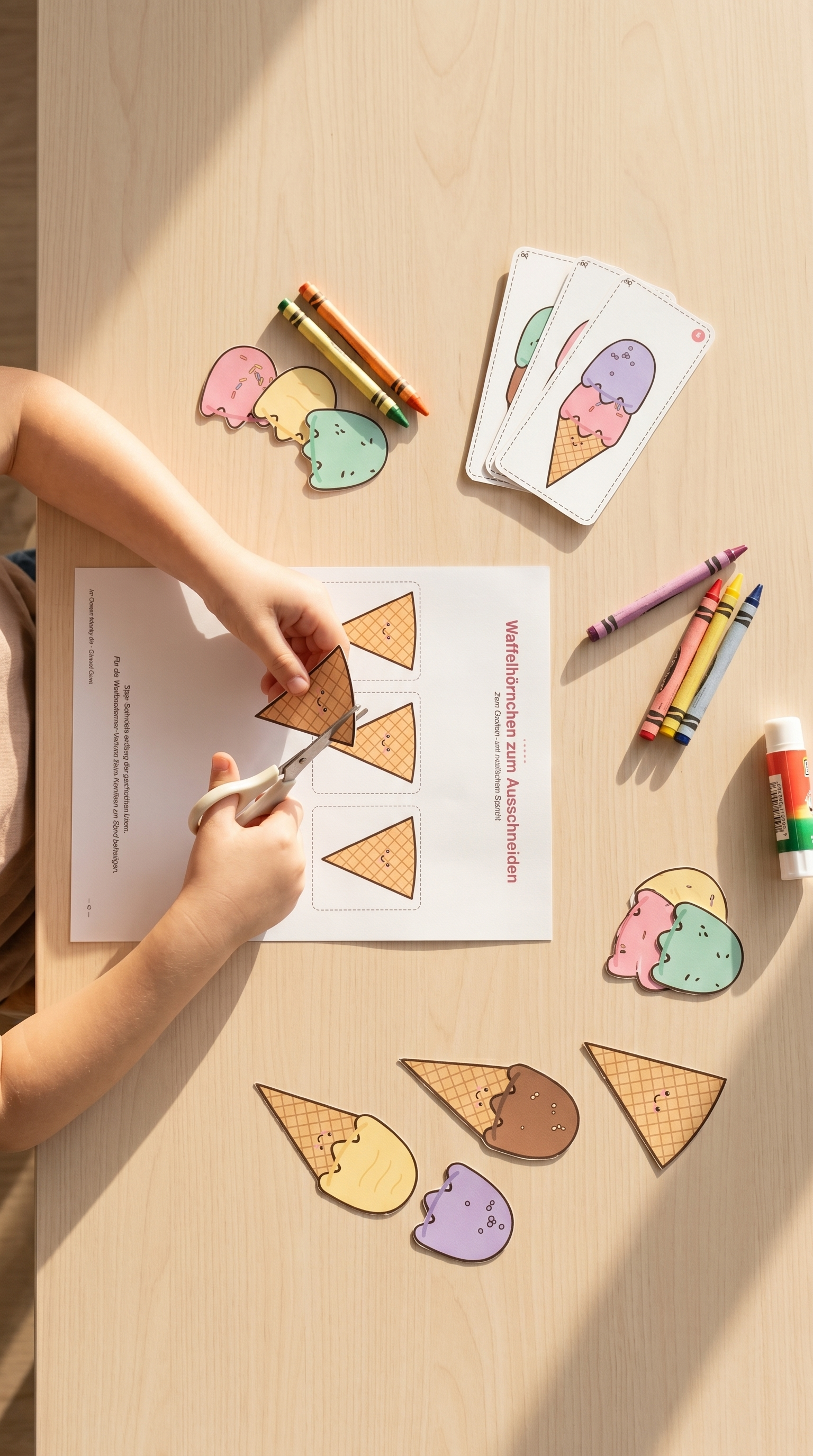 Eiskugeln zum Ausschneiden | Sommer Bastelspaß für Kinder | Sofort-PDF