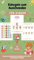 Eiskugeln zum Ausschneiden | Sommer Bastelspaß für Kinder | Sofort-PDF
